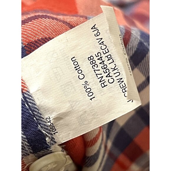 J. Crew 100% Cotton Plaid Shirt Women's Size Extra Small Red Blue Medium weight - Picture 7 of 8